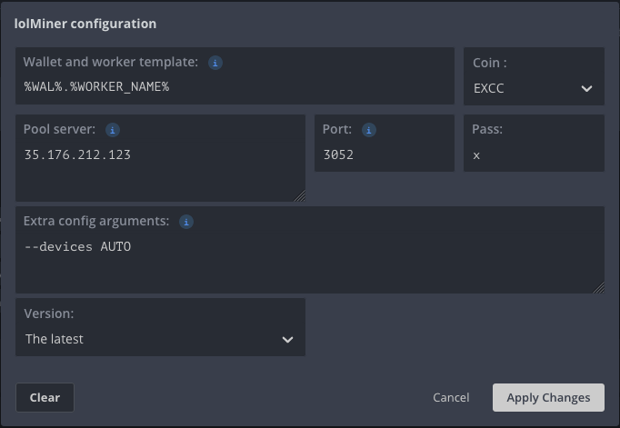 HiveOS lolMiner Configuration