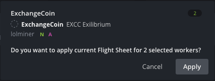 HiveOS Apply Flight Sheet